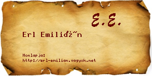 Erl Emilián névjegykártya